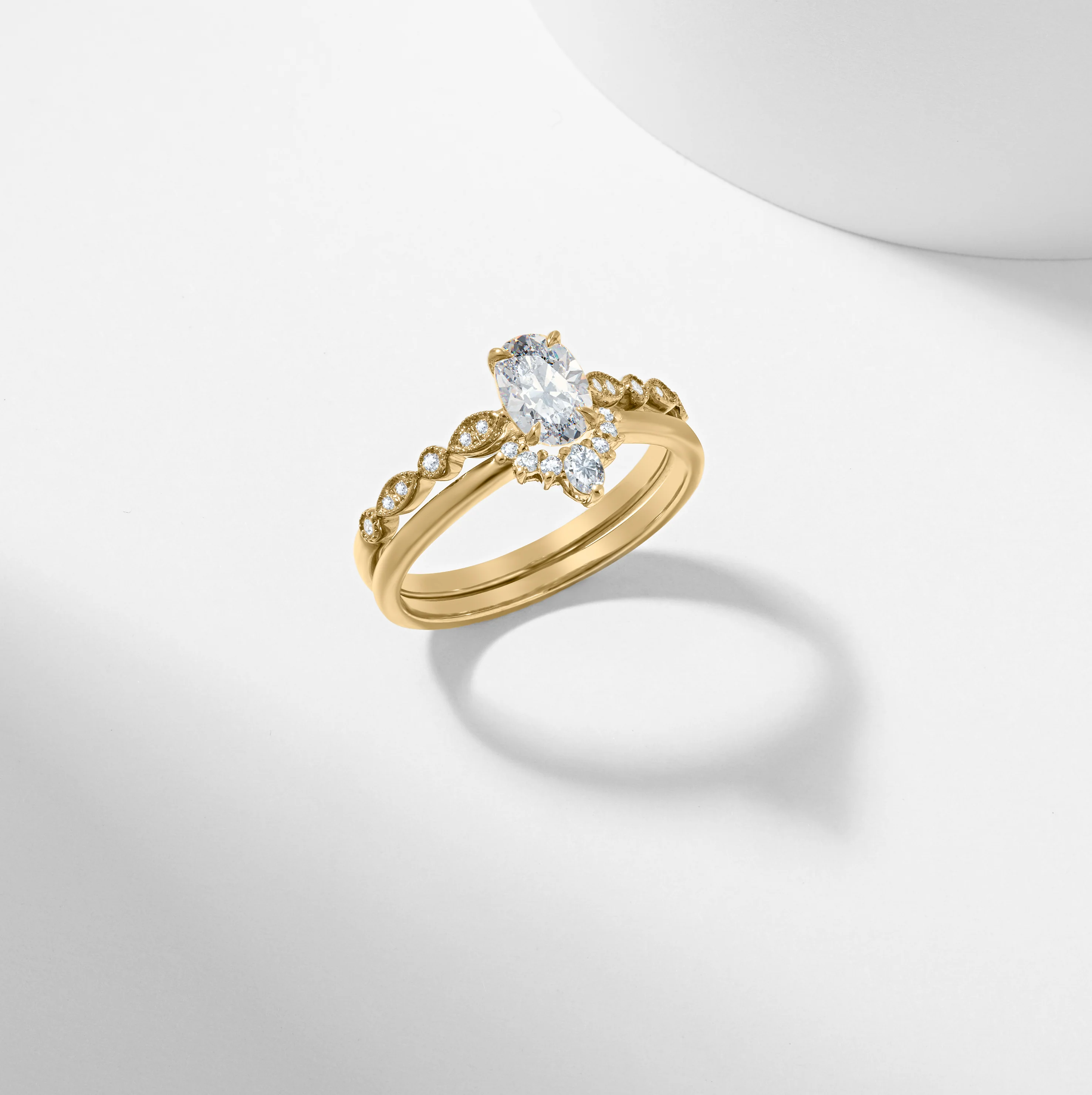 Oval Lab Grown Diamond Tiara Bridal Set 0.97tdw - Image 4