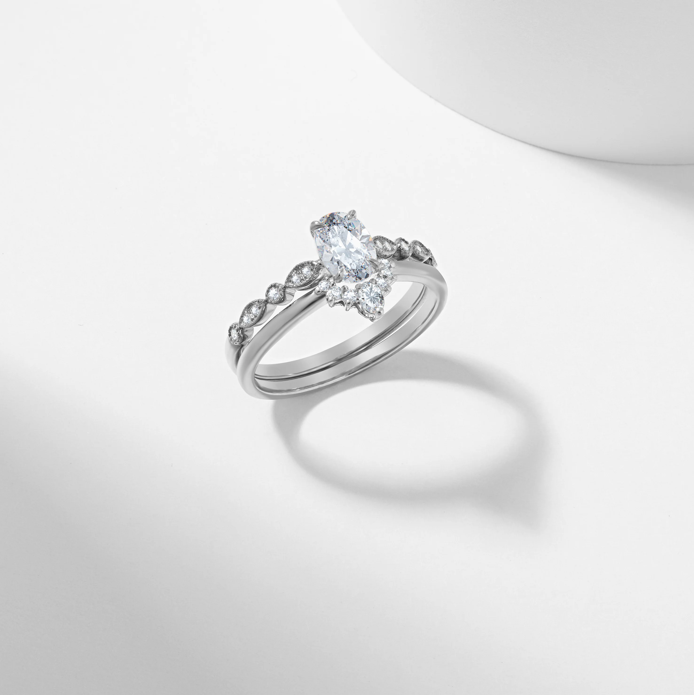 Oval Lab Grown Diamond Tiara Bridal Set 0.97tdw - Image 5