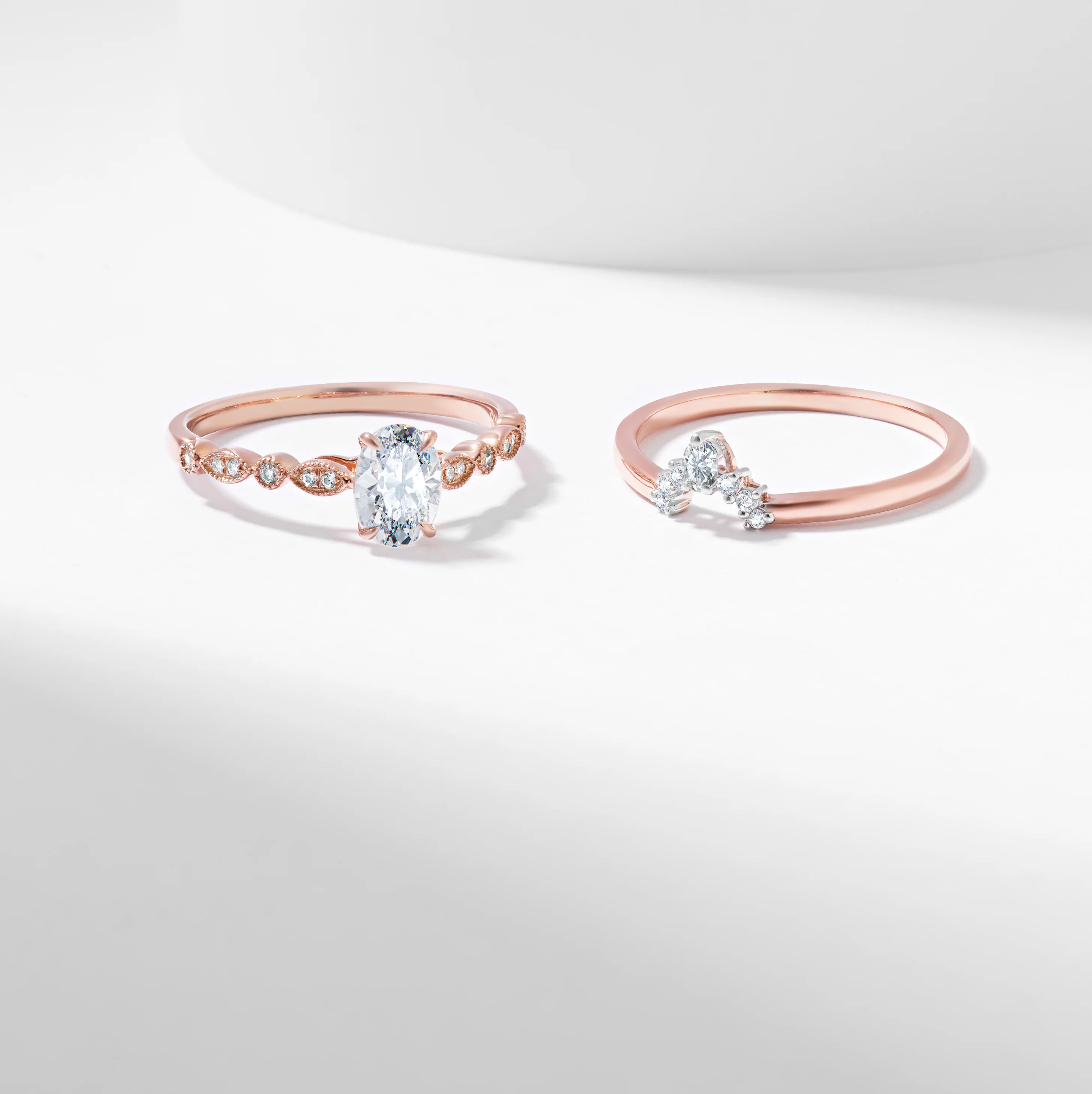 Oval Lab Grown Diamond Tiara Bridal Set 0.97tdw - Image 8