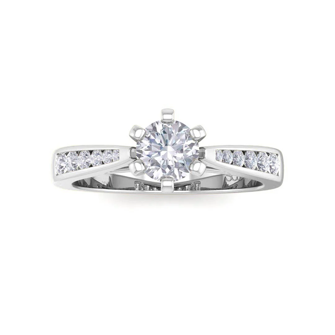 Platinum 0.33ct Round Brilliant Diamond Solitaire With Channel Shoulders Engagement Ring 0.53tdw