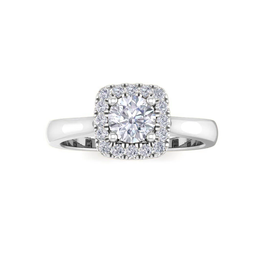 Platinum 0.33ct Round Brilliant Lab Diamond Halo Engagement Ring 0.46tdw