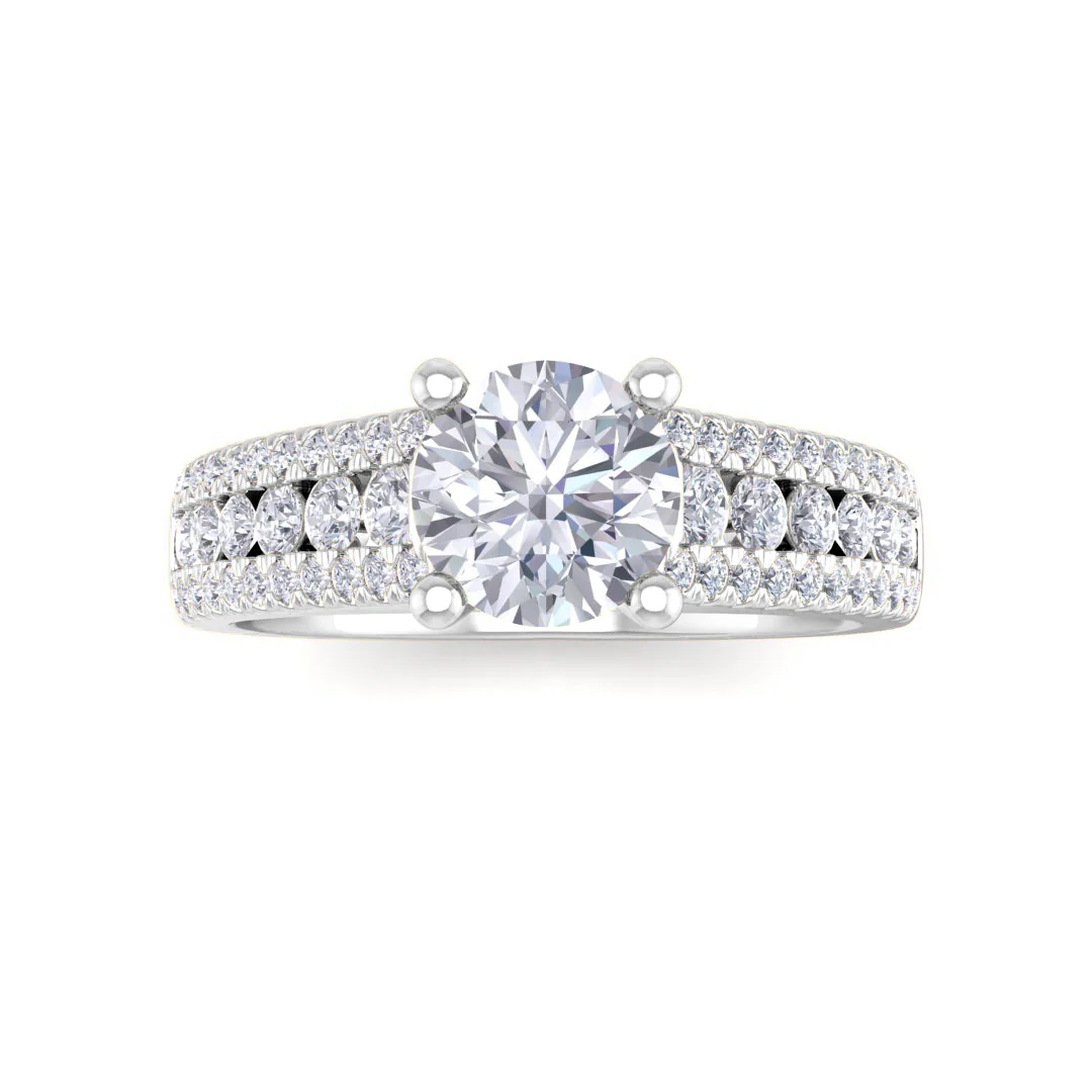 Platinum 0.75ct Round Brilliant Diamond Solitaire with Accent Shoulders Engagement Ring 1.25tdw