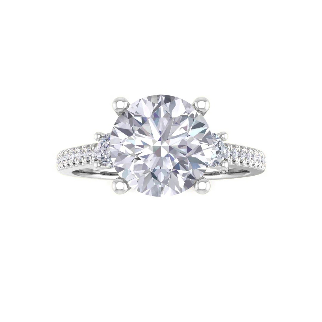 Platinum 1.5ct Round Brilliant Lab Diamond Trilogy Shoulders Engagement Ring 1.8tdw