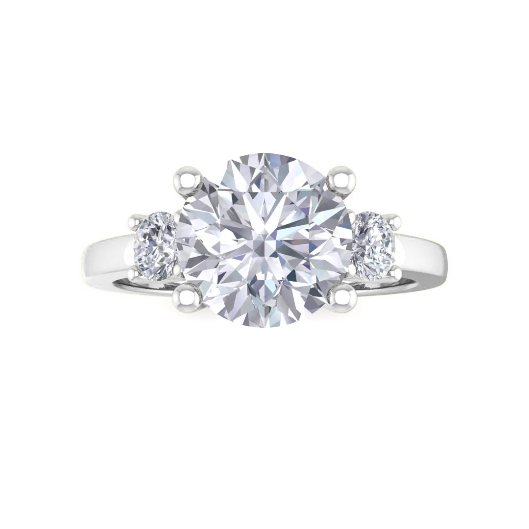 Platinum 2.0ct Round Brilliant Lab Diamond Trilogy Engagement Ring 2.25tdw