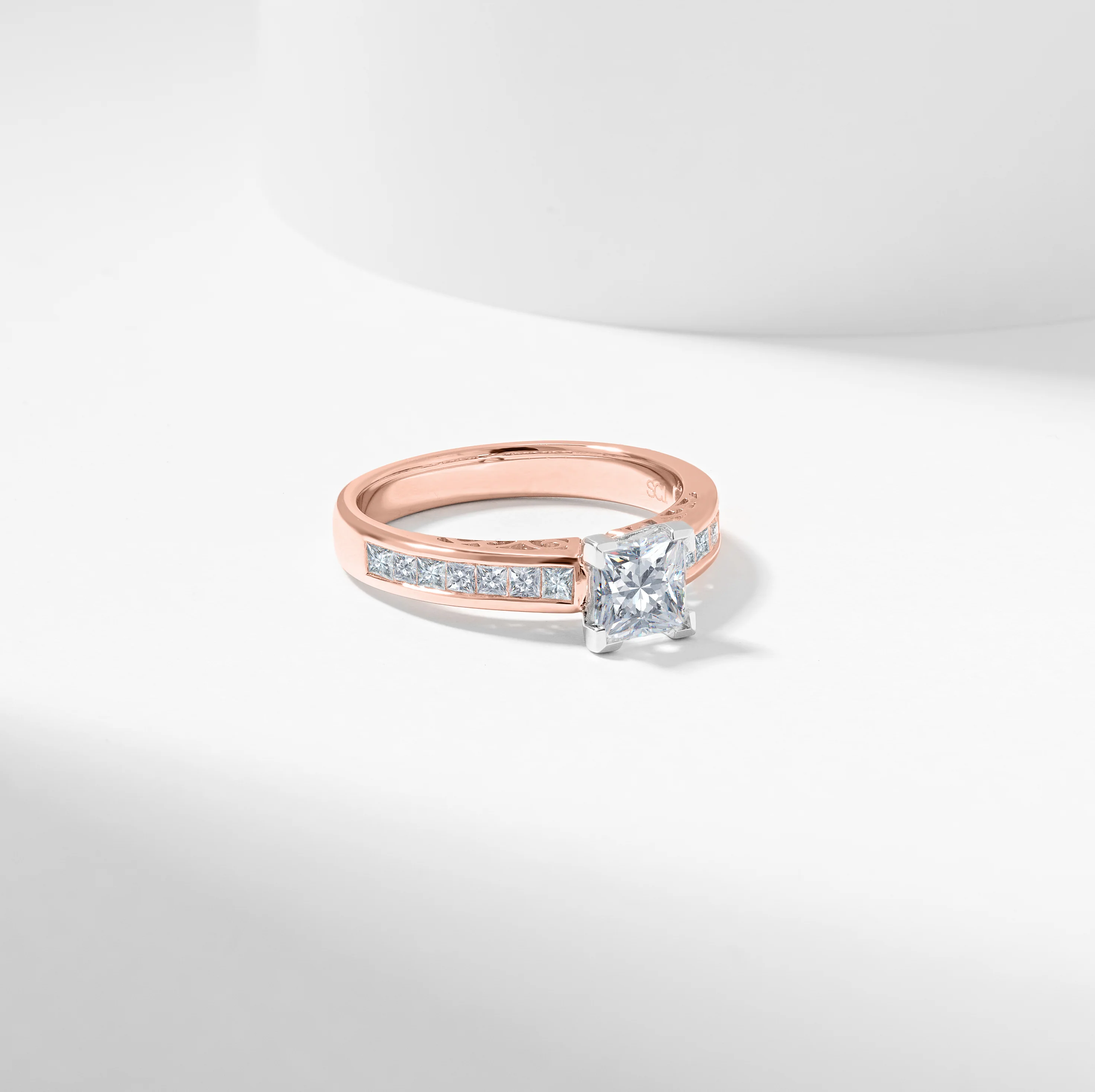 Princess Cut Lab Grown Diamond Solitaire With Shoulder Accents Engagement Ring 1.5tdw - Image 4