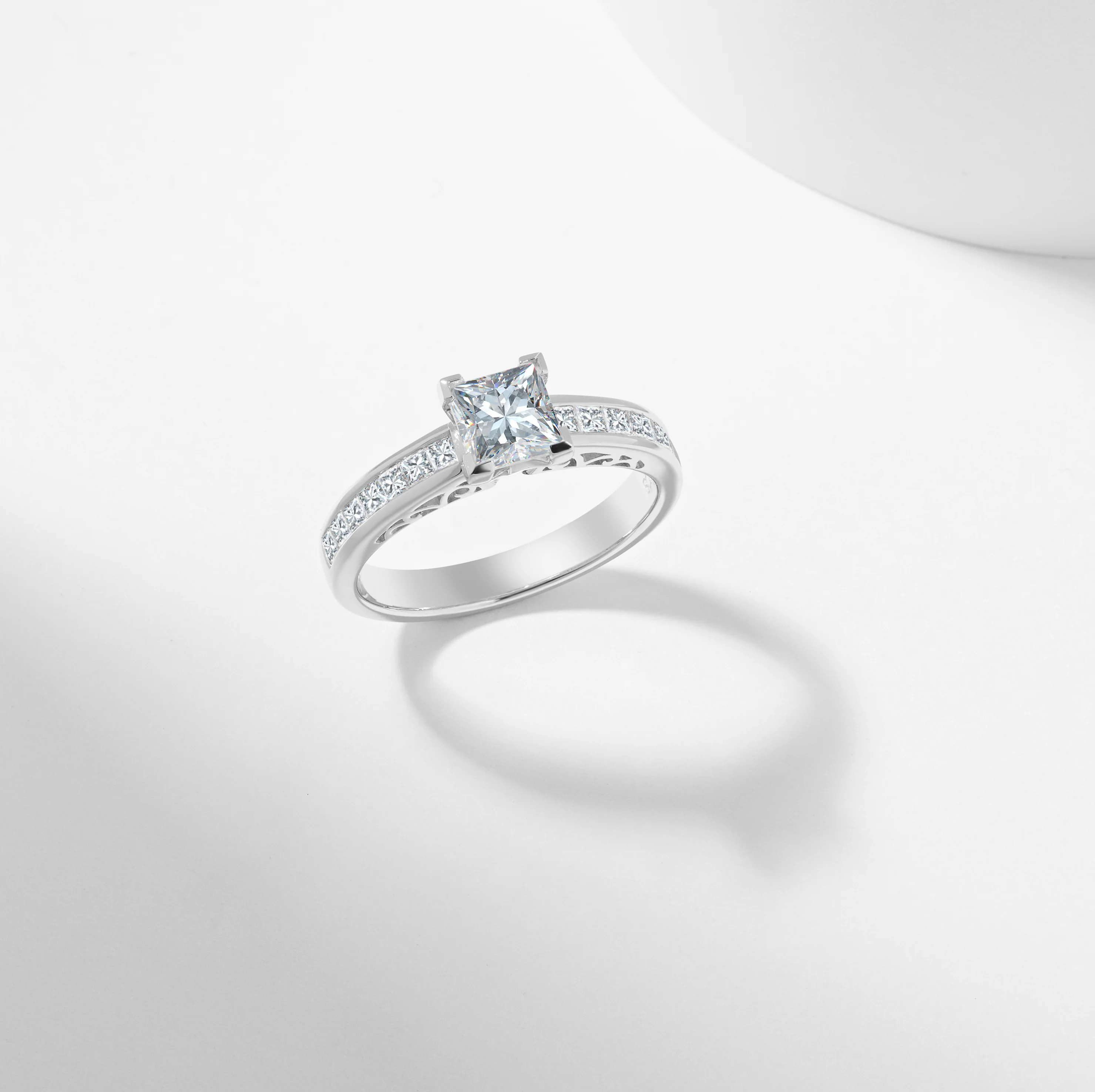 Princess Cut Lab Grown Diamond Solitaire With Shoulder Accents Engagement Ring 1.5tdw - Image 6