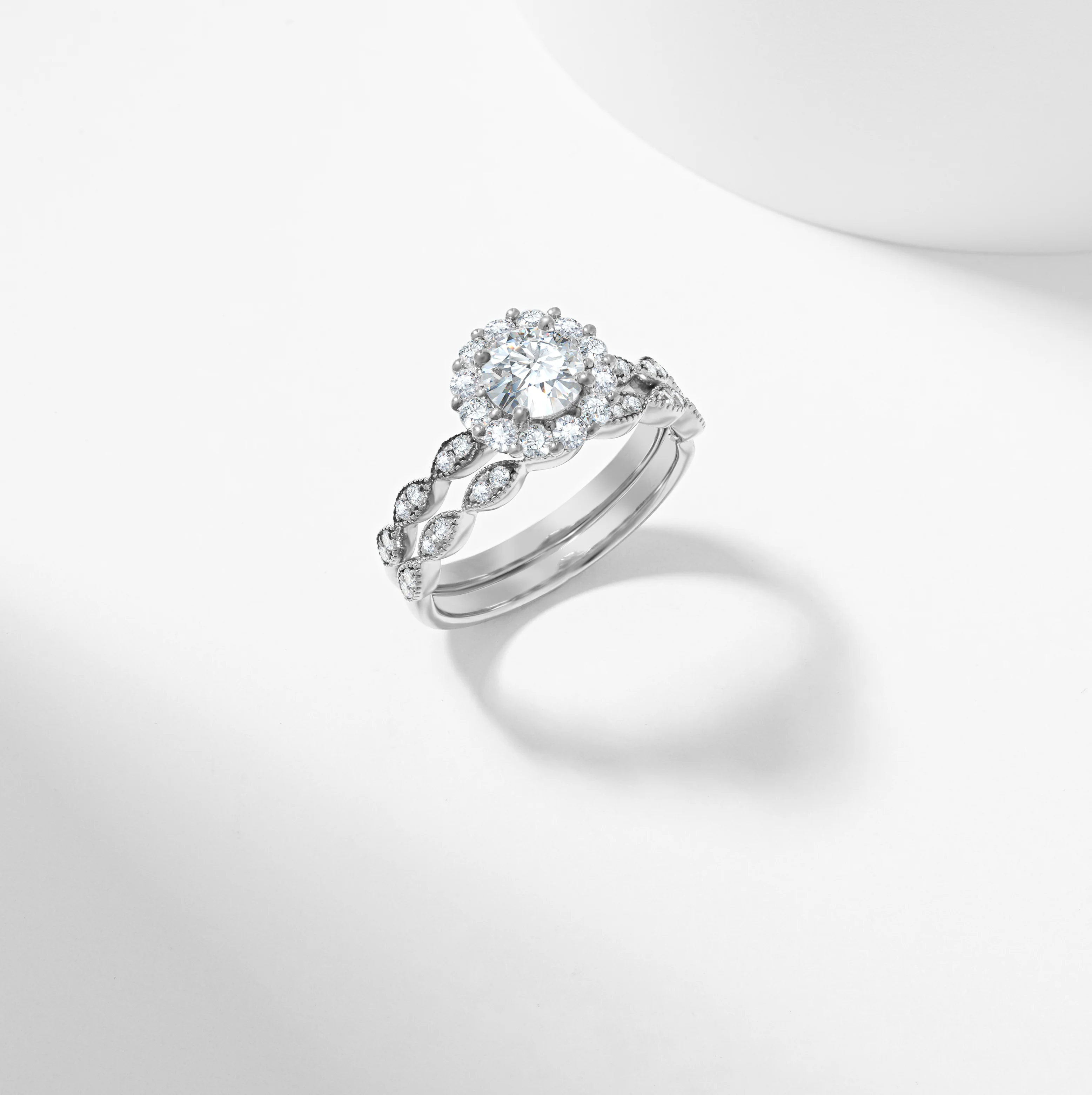 Round Brilliant Diamond Halo Bridal Set 1.3tdw - Image 3