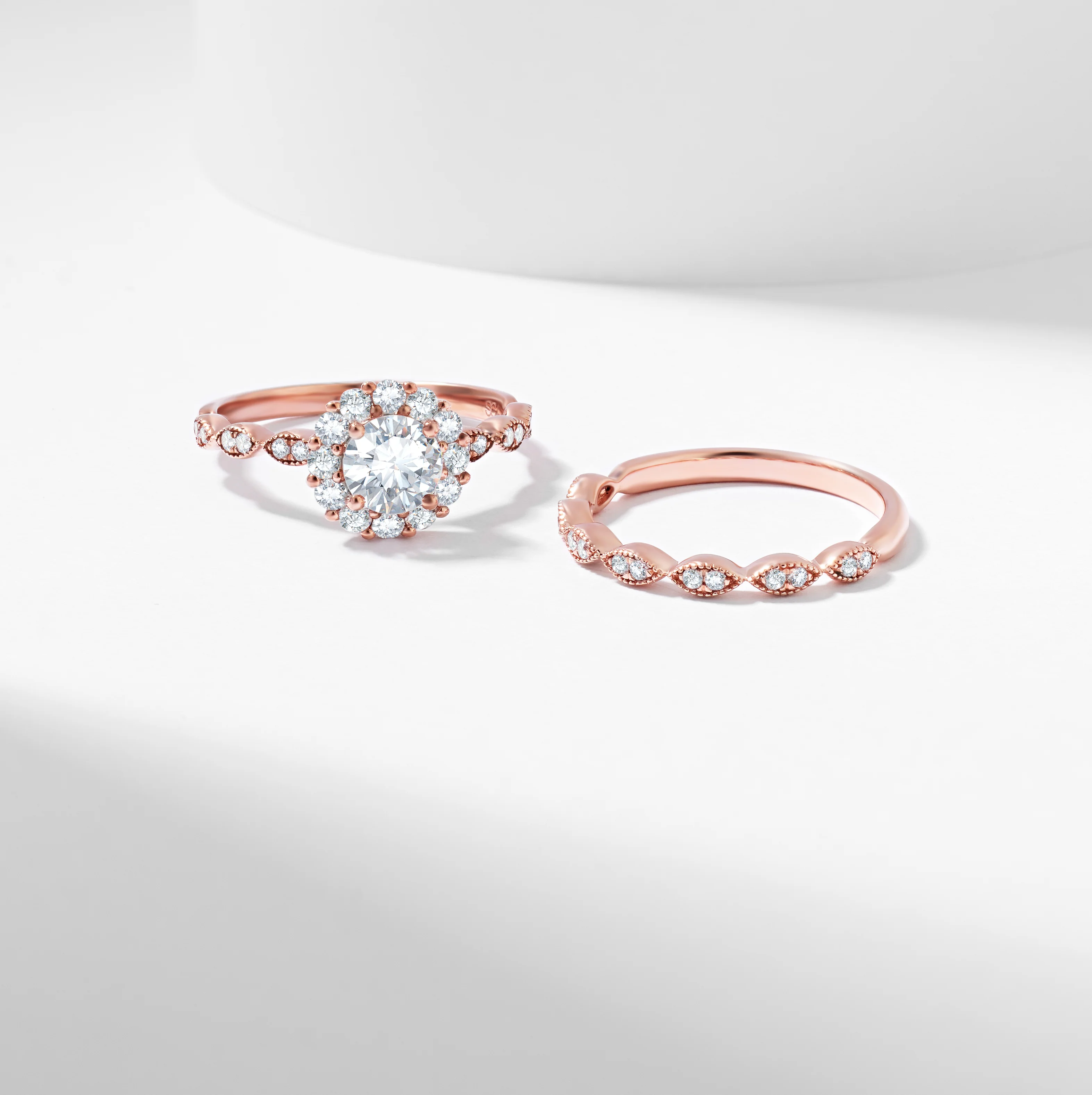 Round Brilliant Diamond Halo Bridal Set 1.3tdw - Image 6