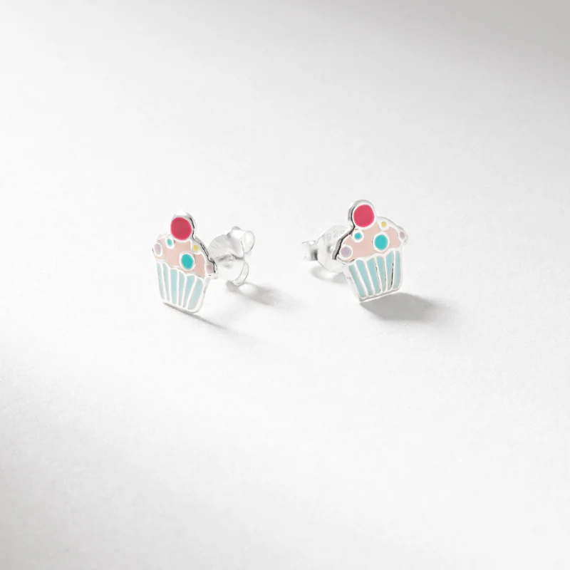 Sil enamel cupcake stud earrings
