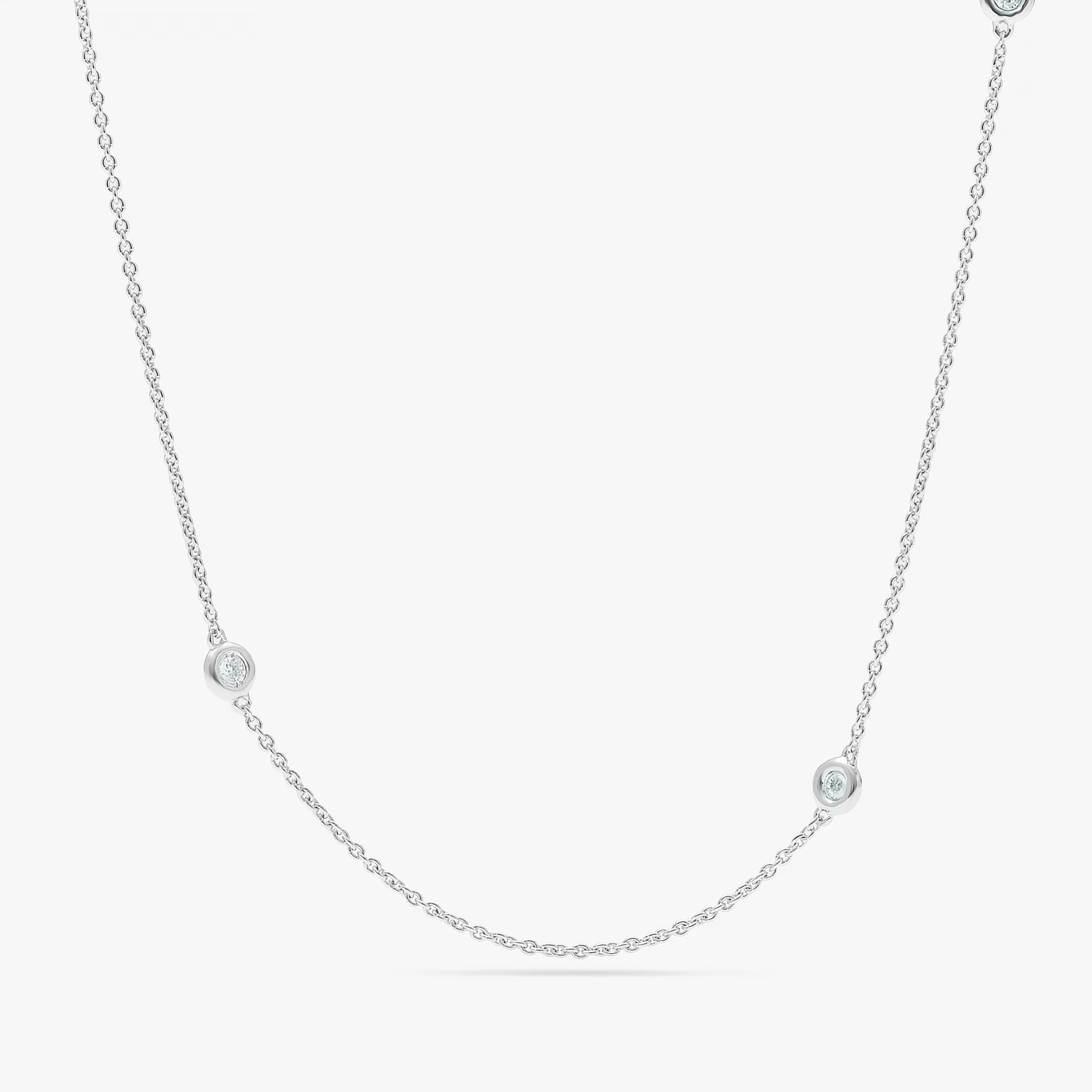 Sterling Silver Bezel Set Zirconia Station Necklace 45cm