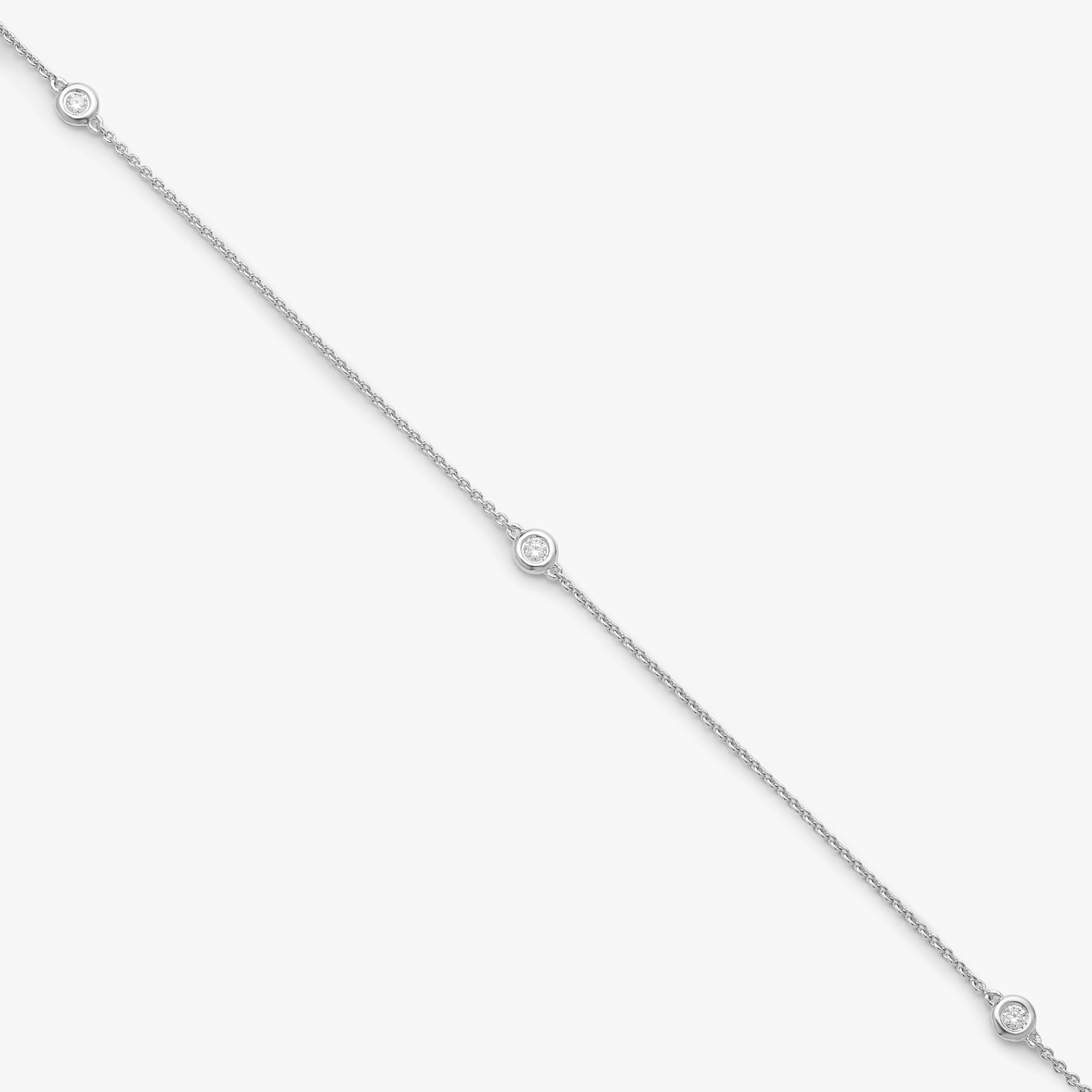Sterling Silver Bezel Set Zirconia Station Necklace 45cm - Image 2