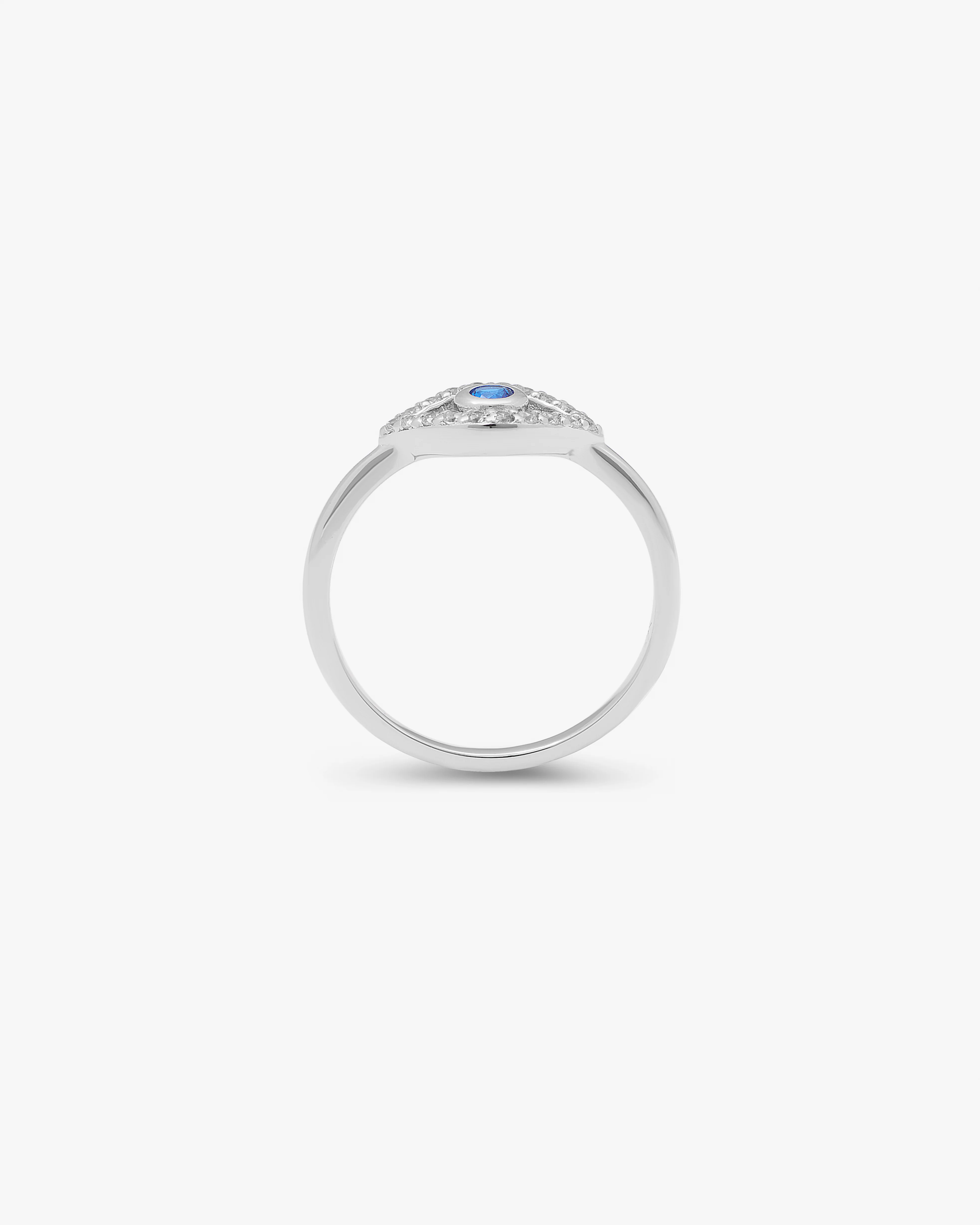 Sterling Silver Blue And White Zirconia Evil Eye Ring - Image 3