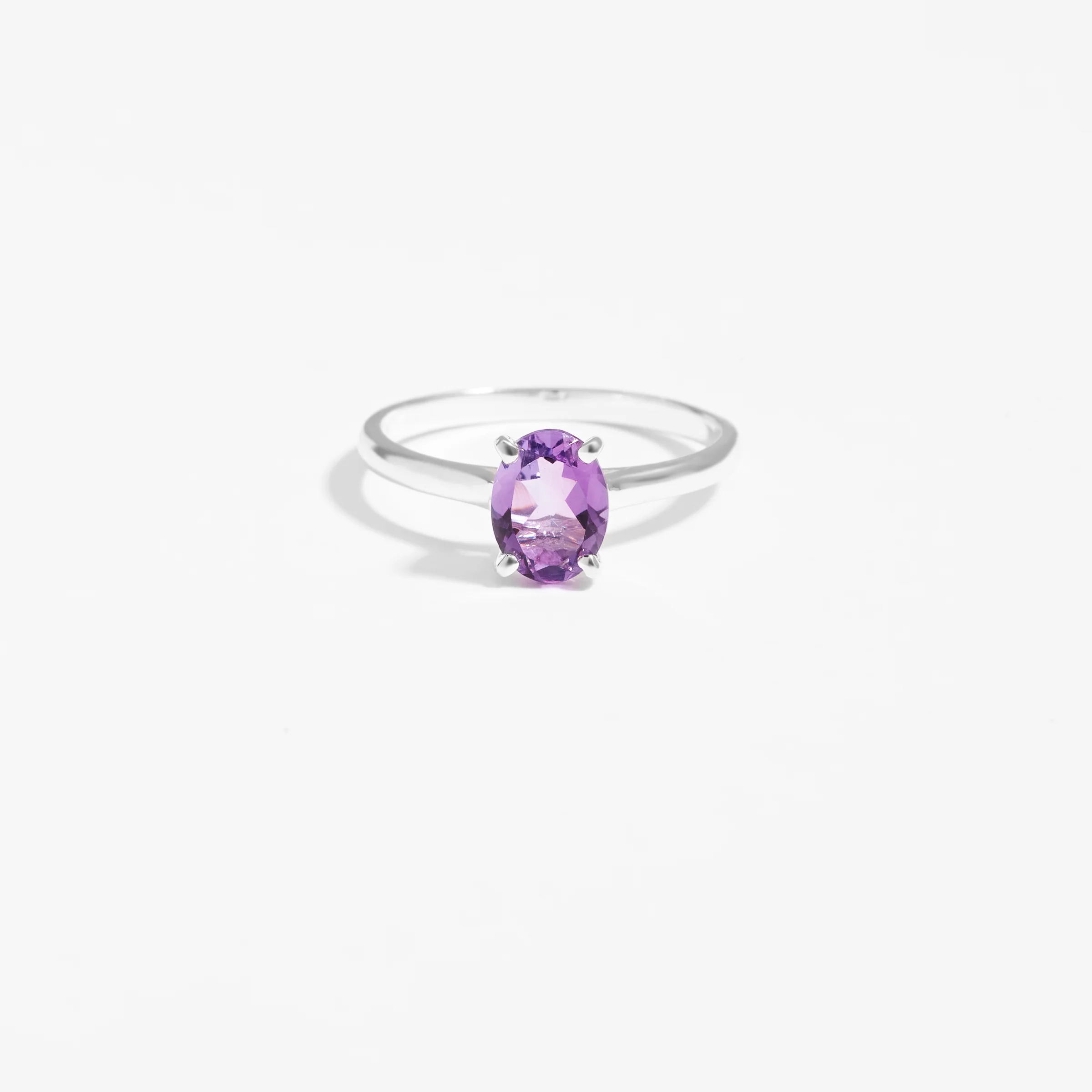 Sterling Silver Oval Amethyst February Birthstone Ring