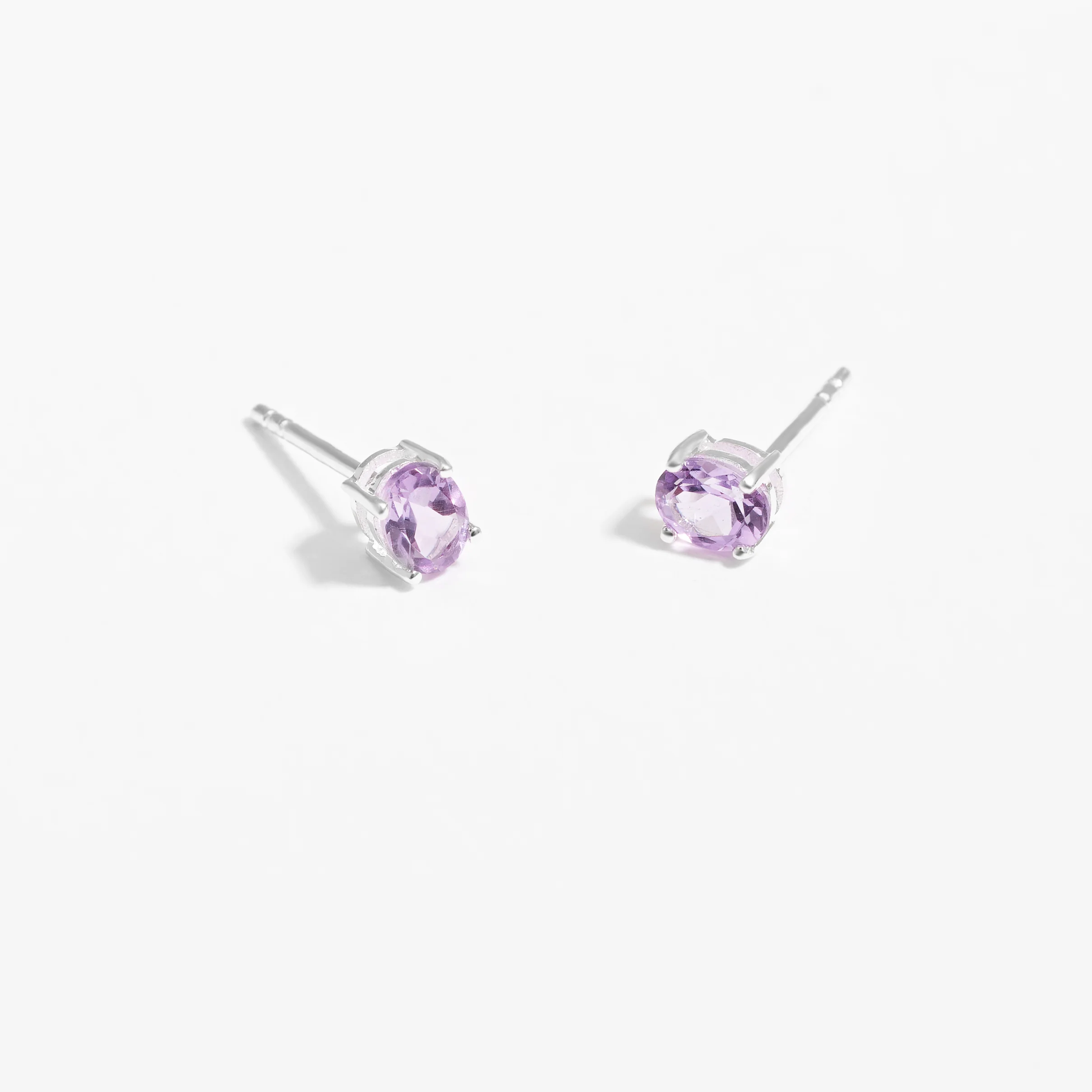 Sterling Silver Oval Pink Amethyst June Birthstone Stud Earrings