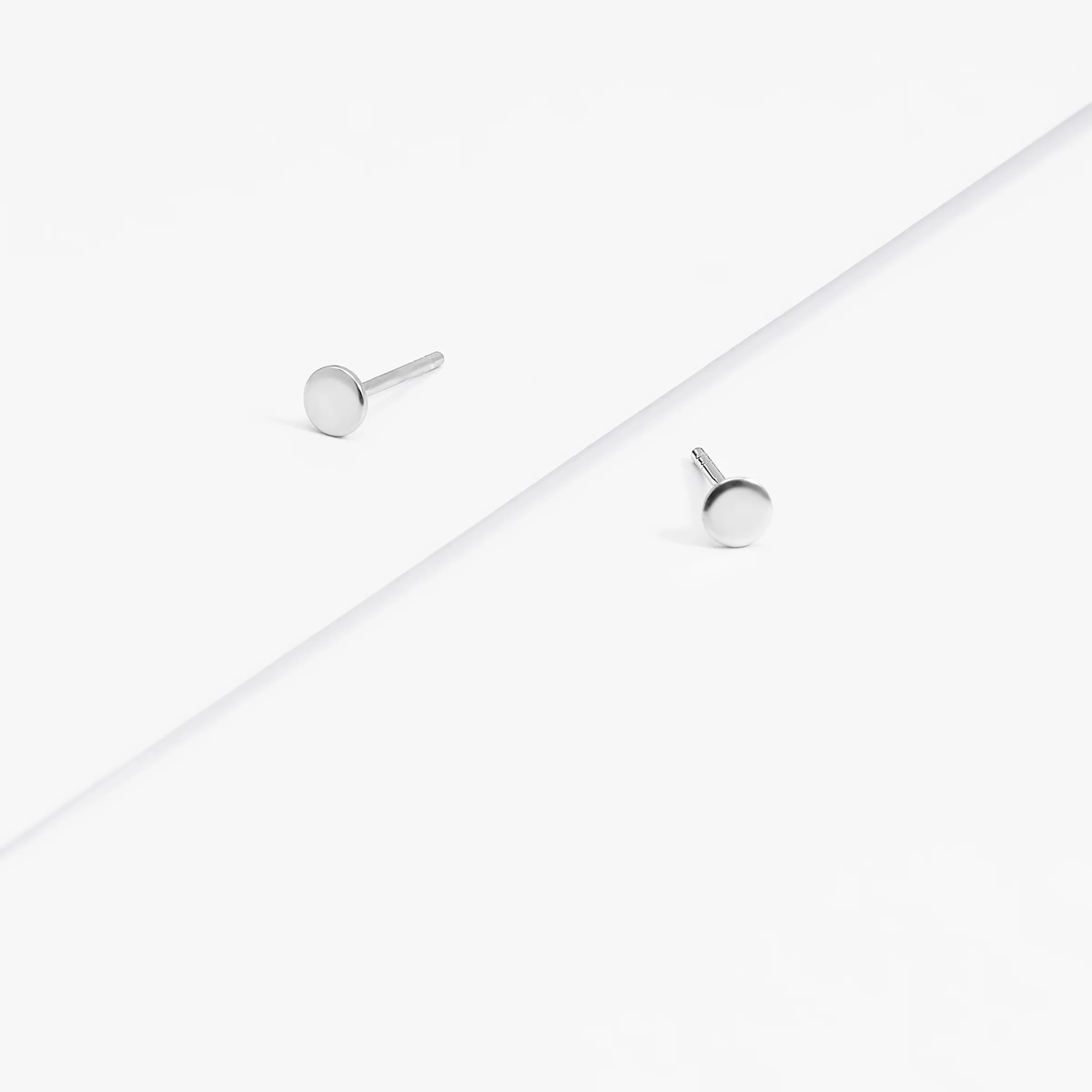 Sterling Silver Petite Round Disc Stud Earrings 4mm
