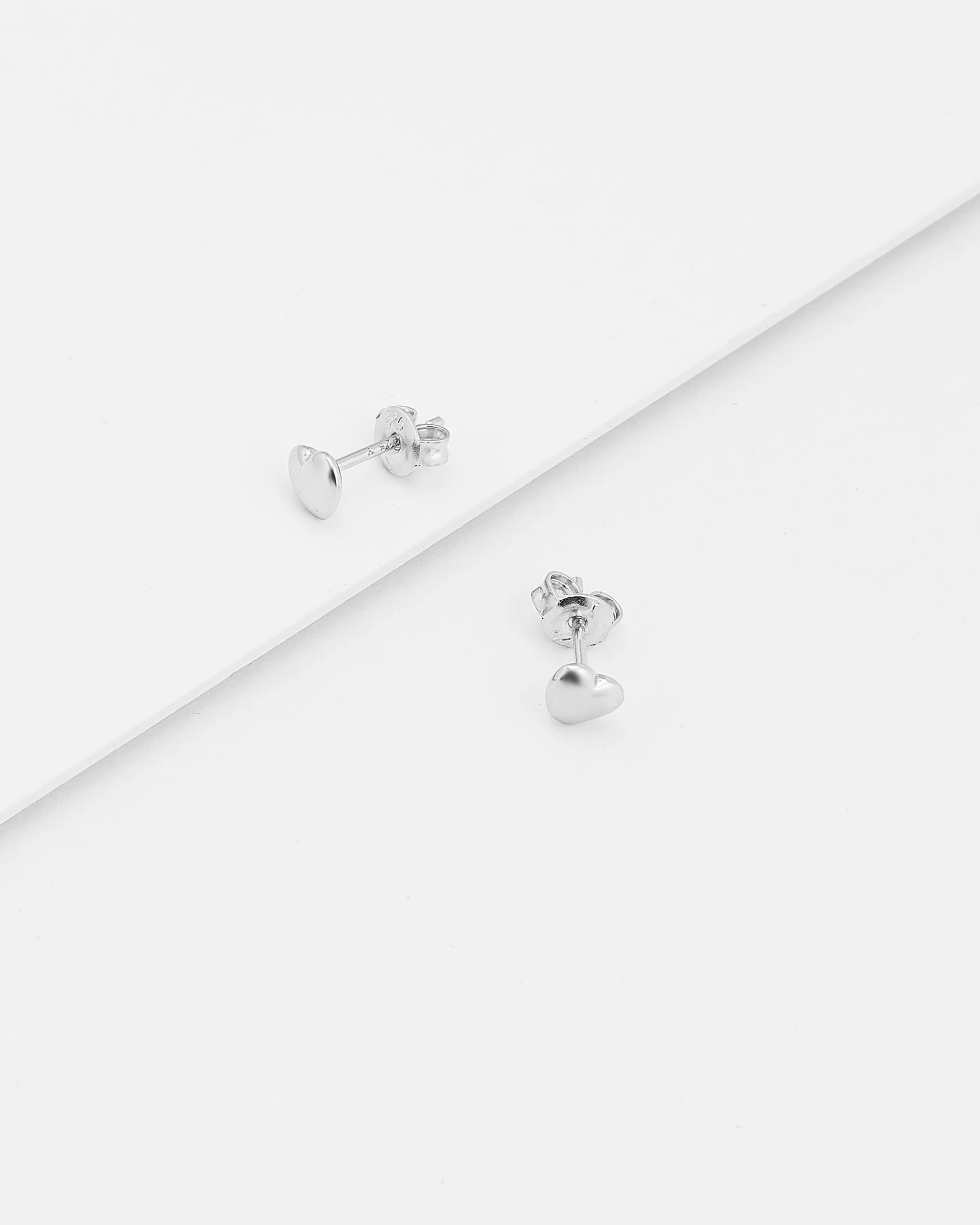 Sterling Silver Plain Heart Stud Earrings