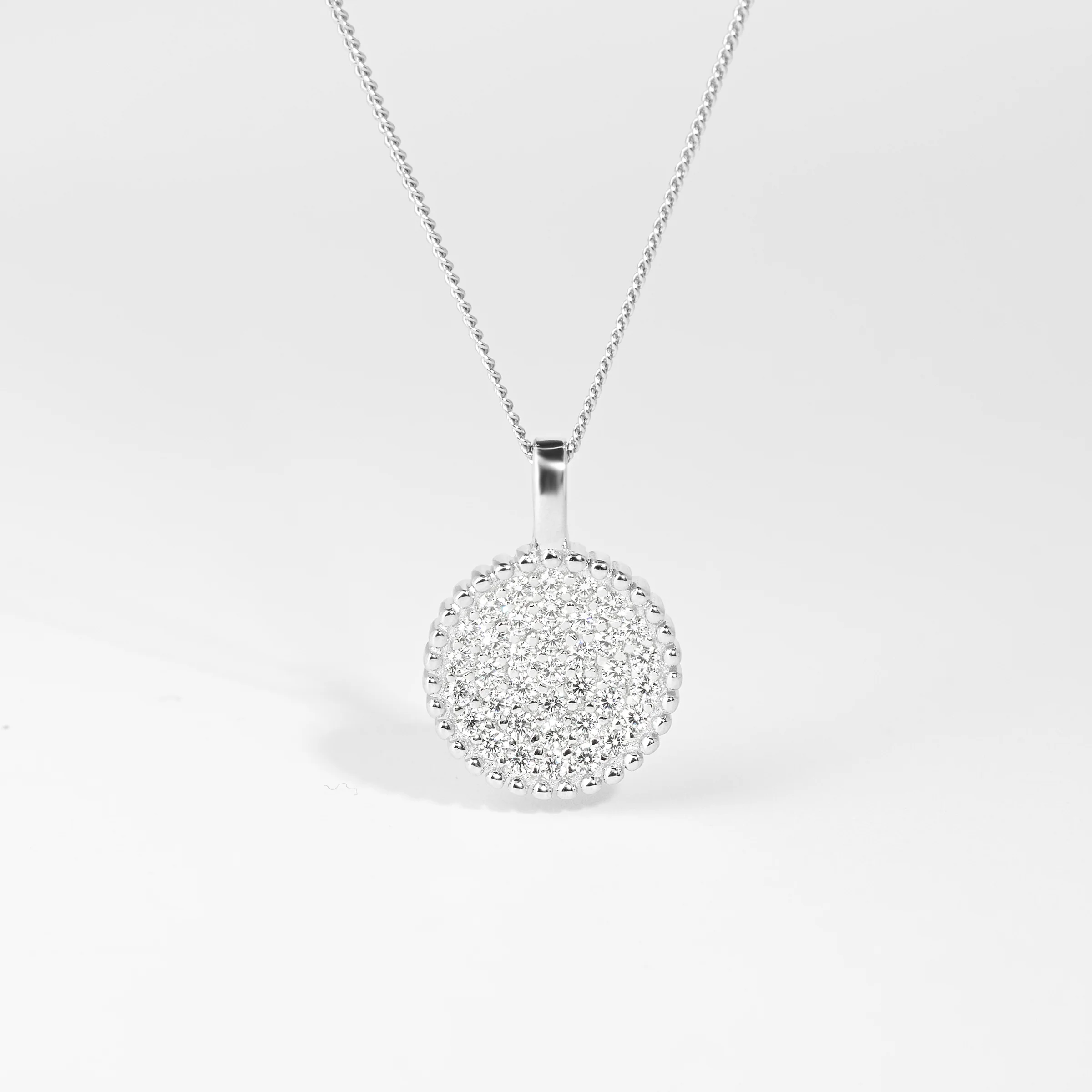 Sterling Silver Round Pave Zirconia Pendant