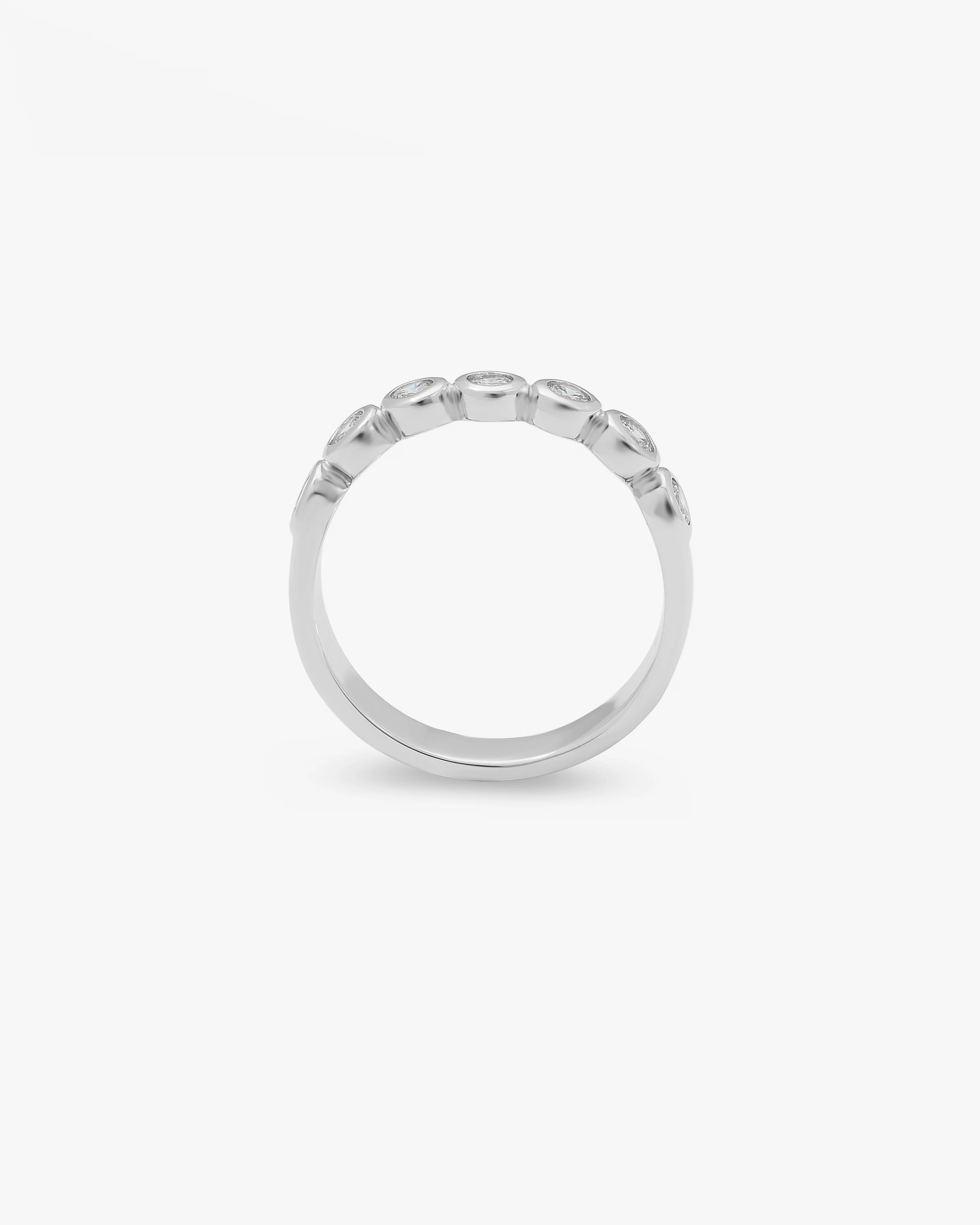 Sterling Silver Zirconia Bezel Band Ring - Image 3