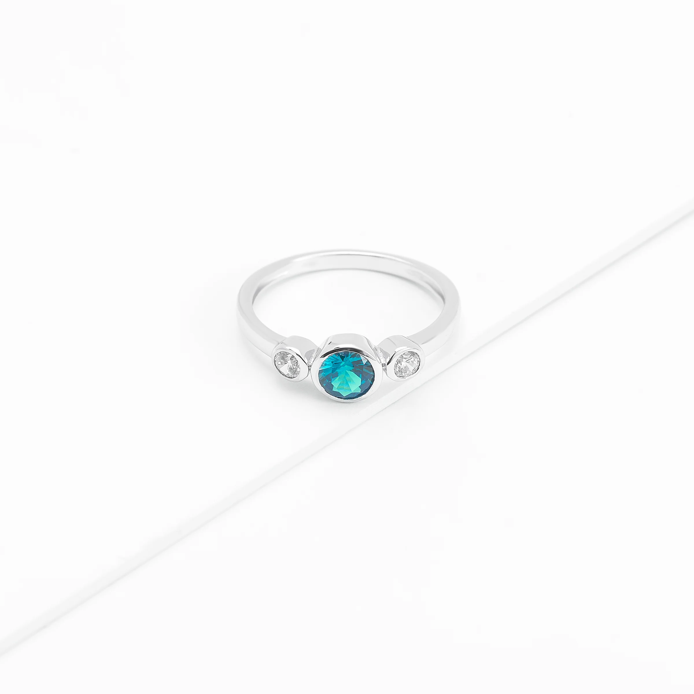 Sterling Silver Zirconia Bezel December Birthstone Ring