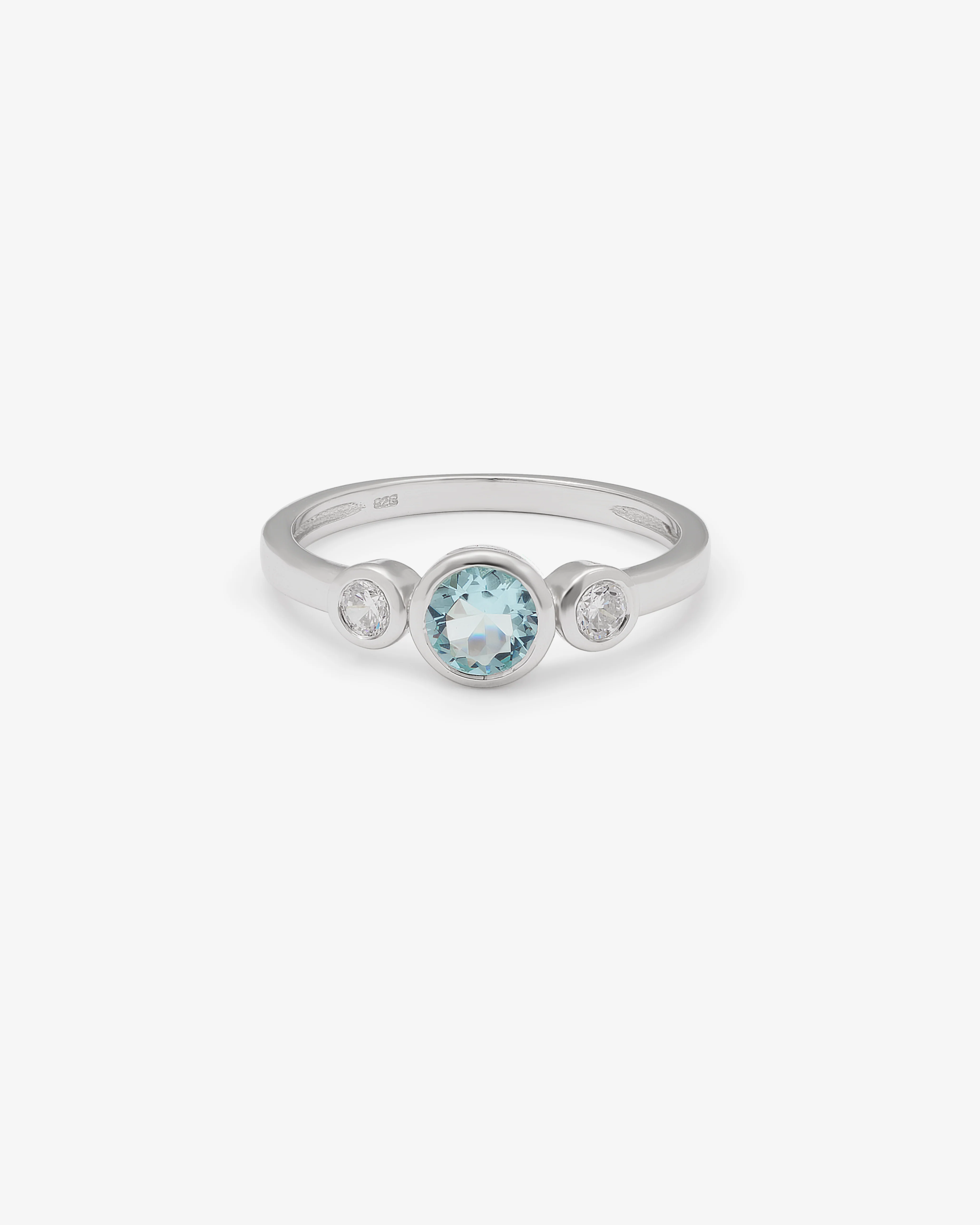 Sterling Silver Blue Zirconia Bezel Ring