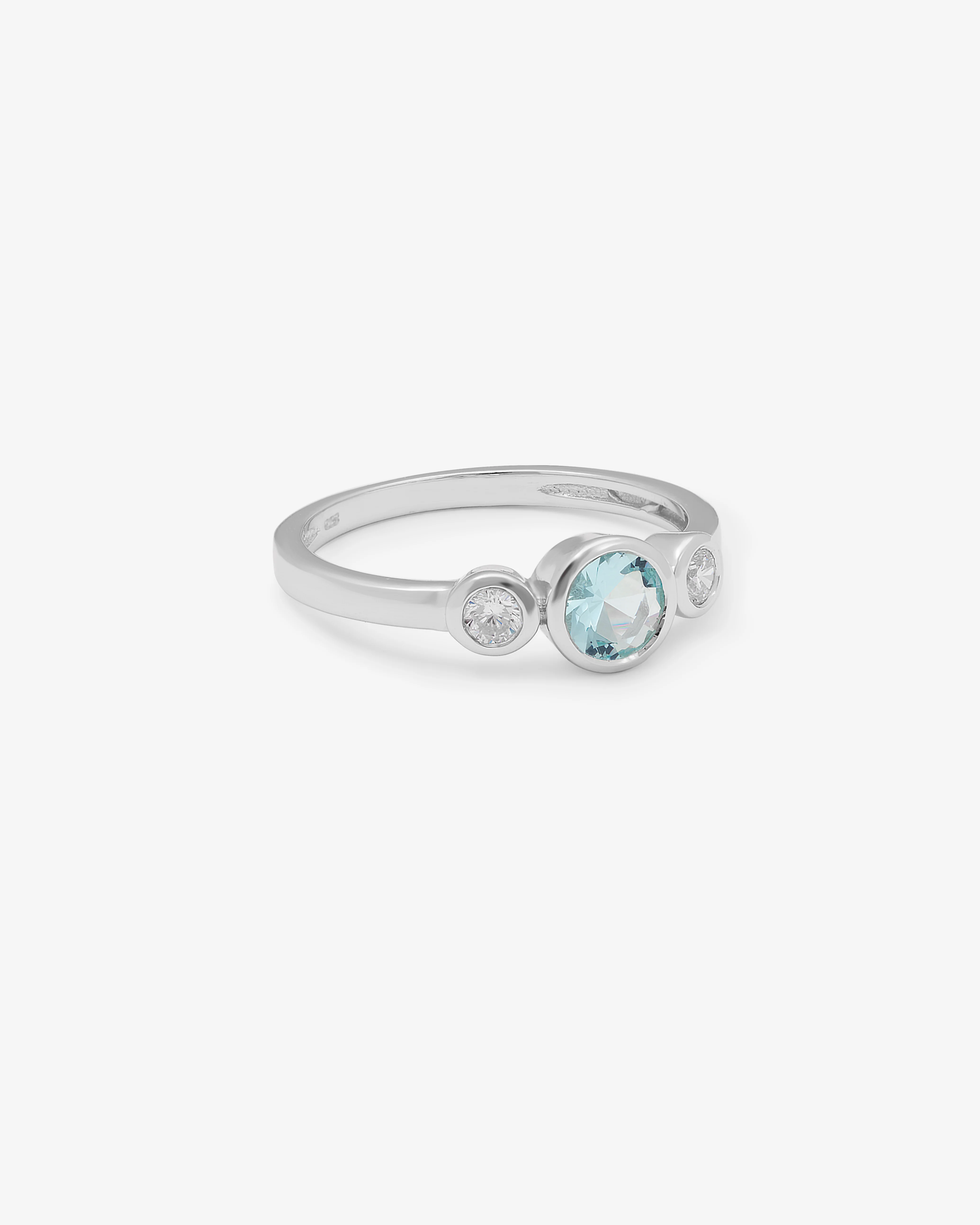 Sterling Silver Blue Zirconia Bezel Ring - Image 2