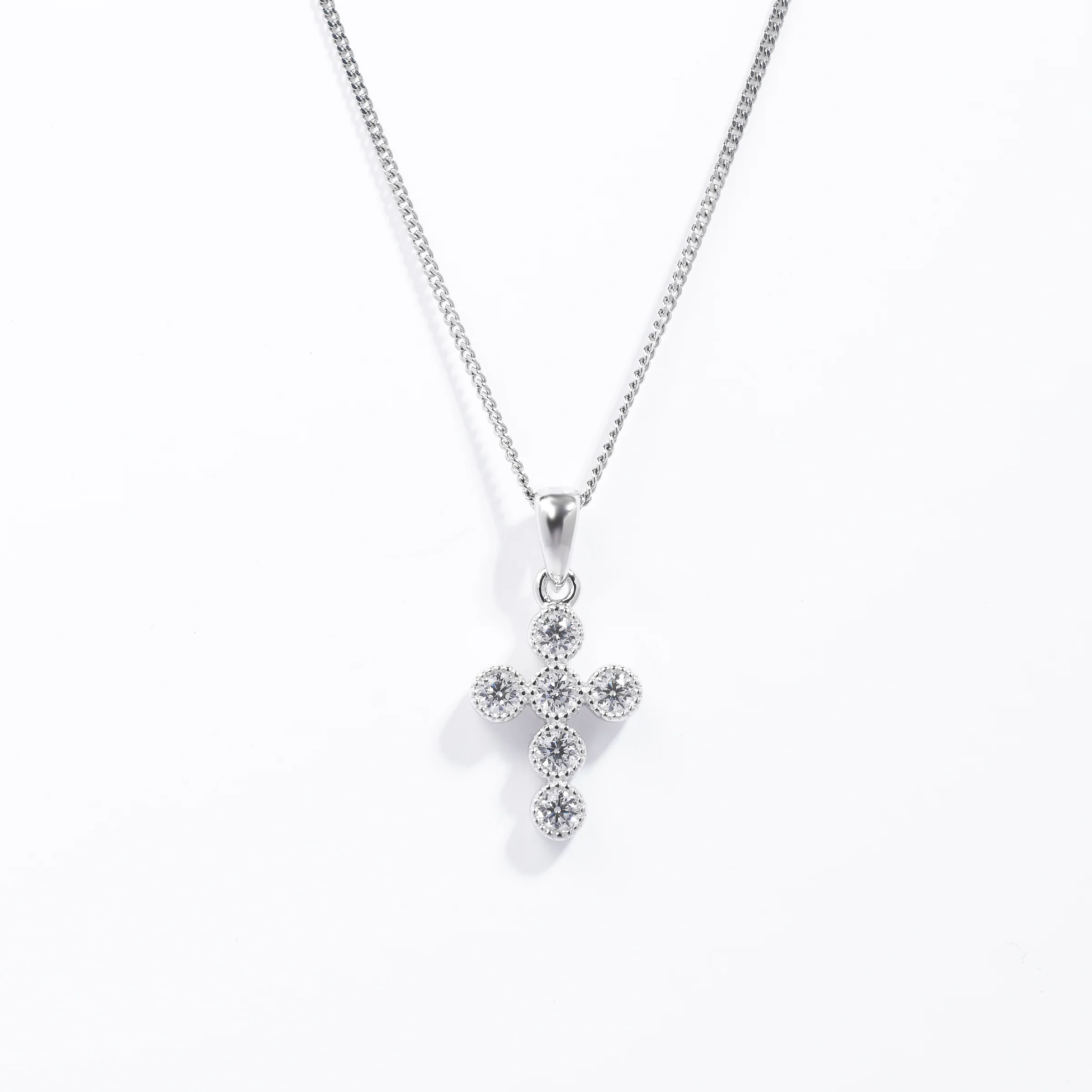 Sterling Silver Zirconia Crown Set Cross Pendant