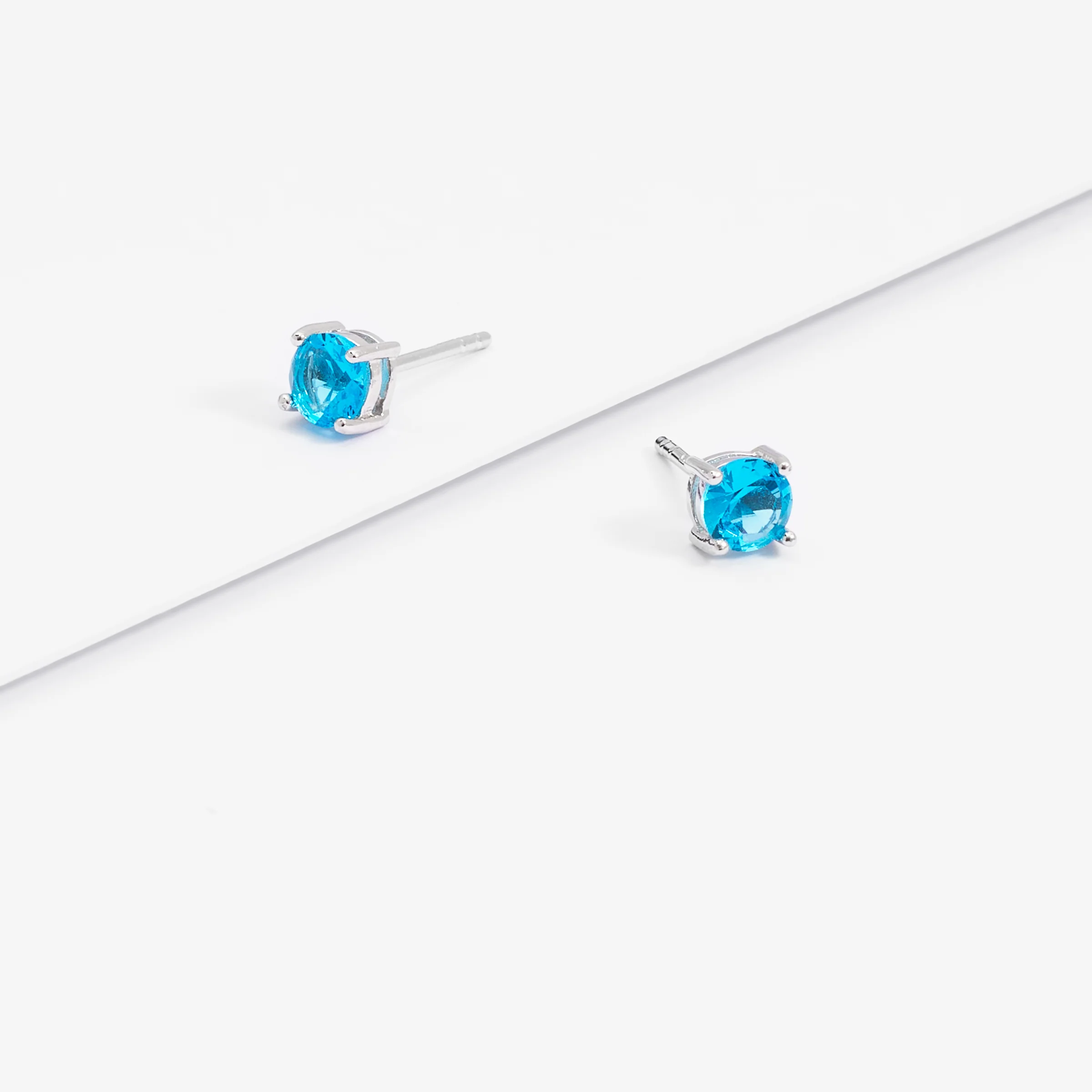 Sterling Silver Zirconia December Birthstone Stud Earrings 5mm