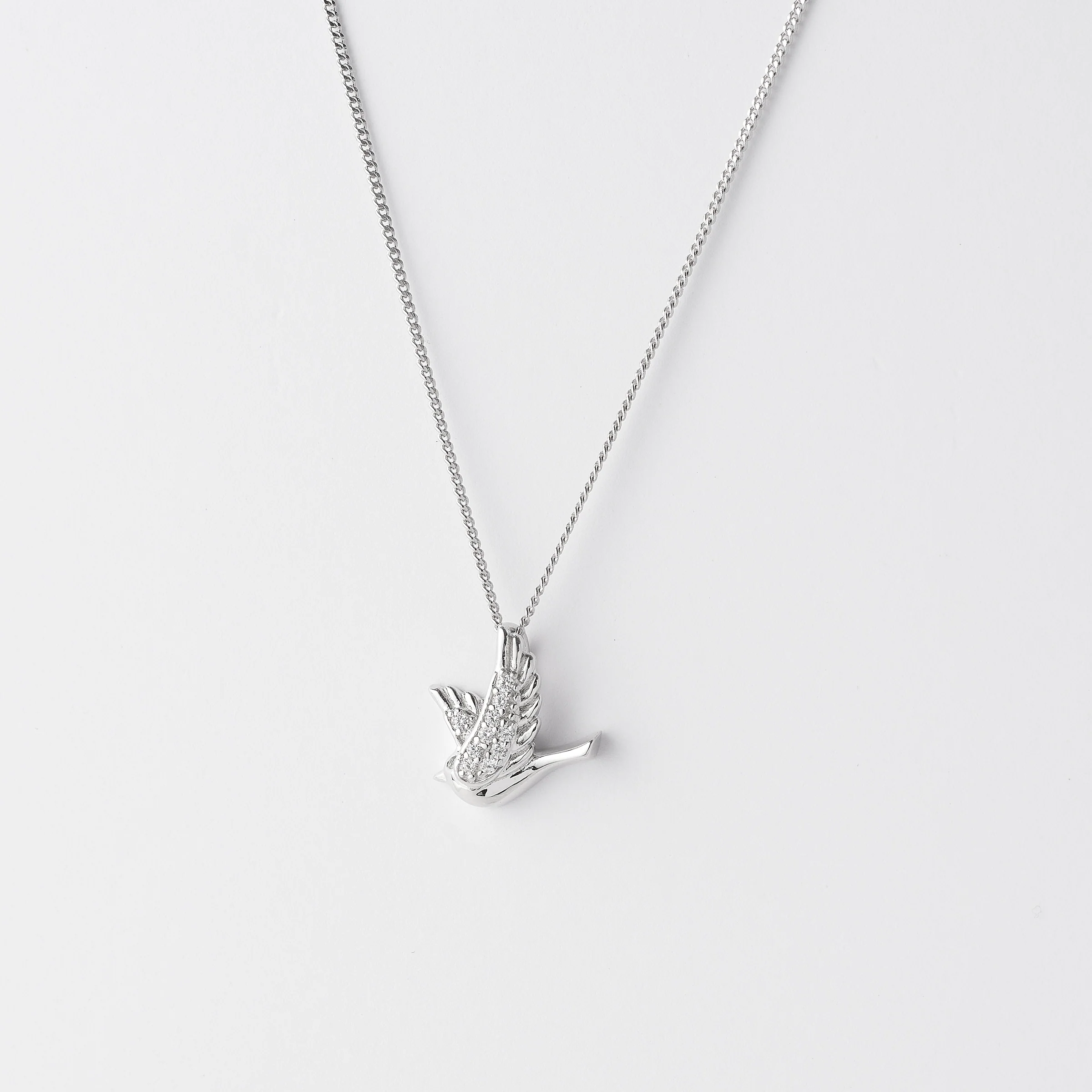 Sterling Silver Zirconia Dove Pendant
