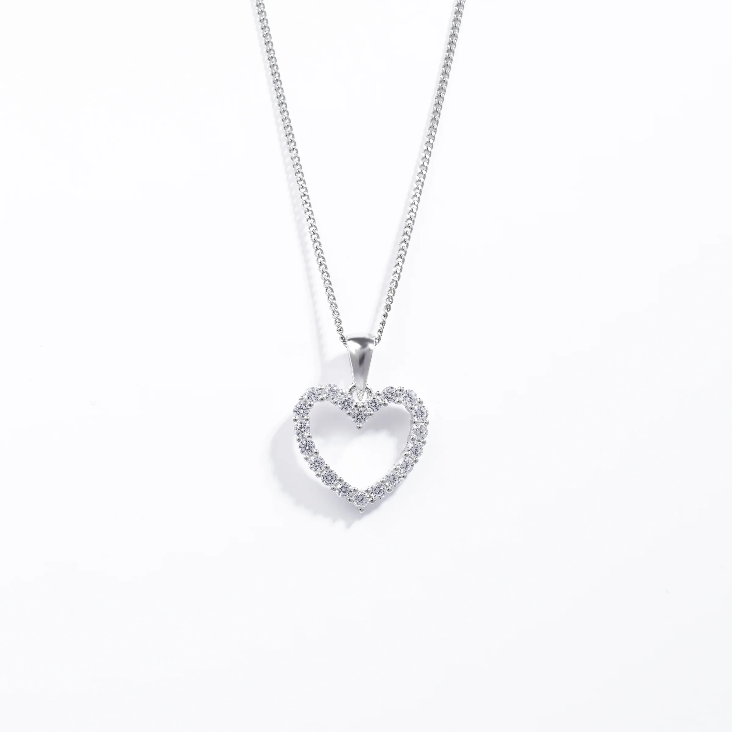 Sterling Silver Zirconia Open Heart Pendant