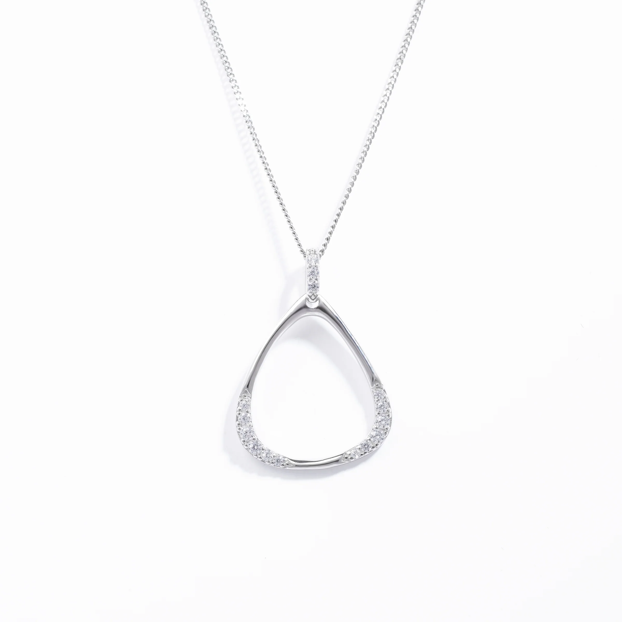 Sterling Silver Zirconia Open Triangle Pendant