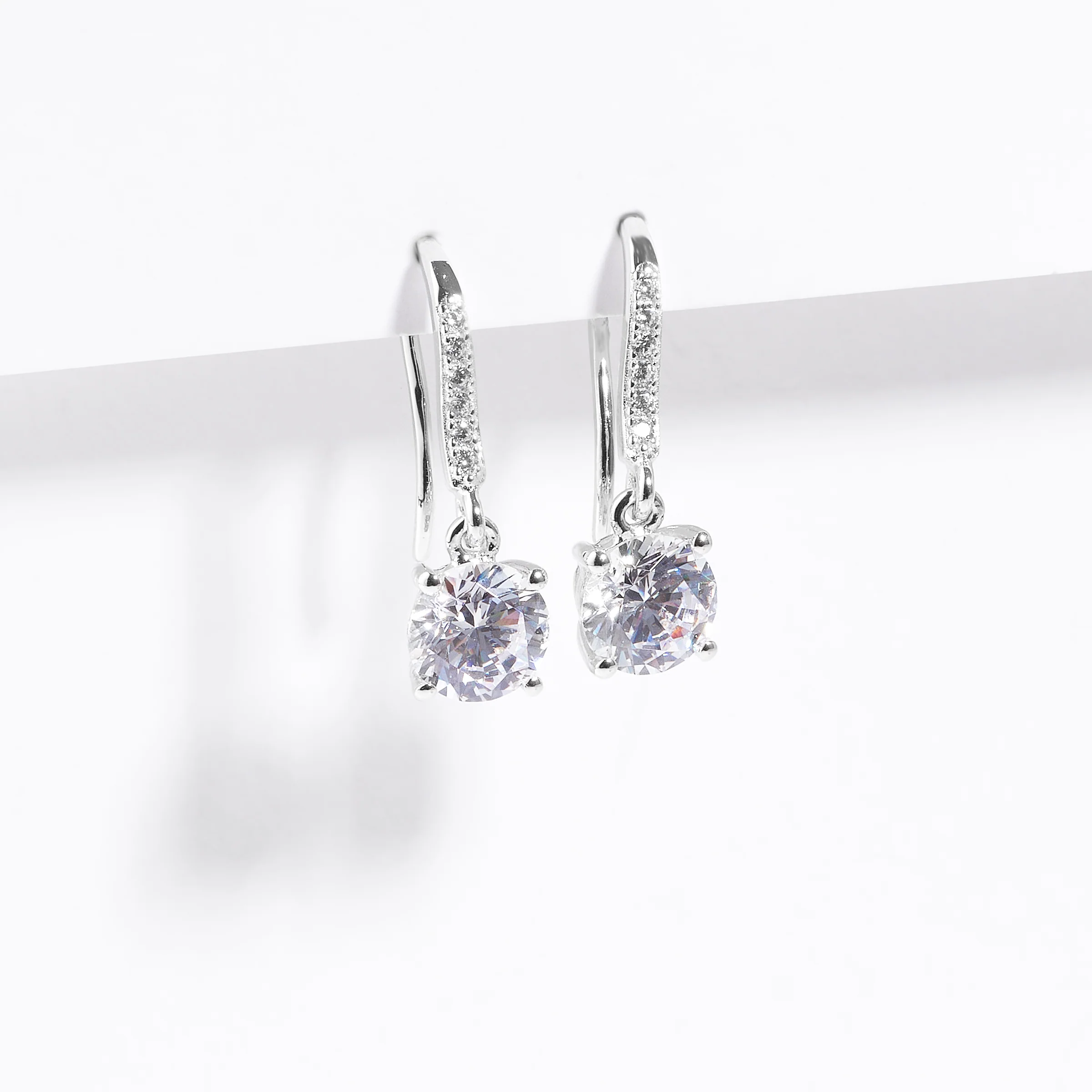 Sterling Silver Zirconia Shepherds Hook Earrings