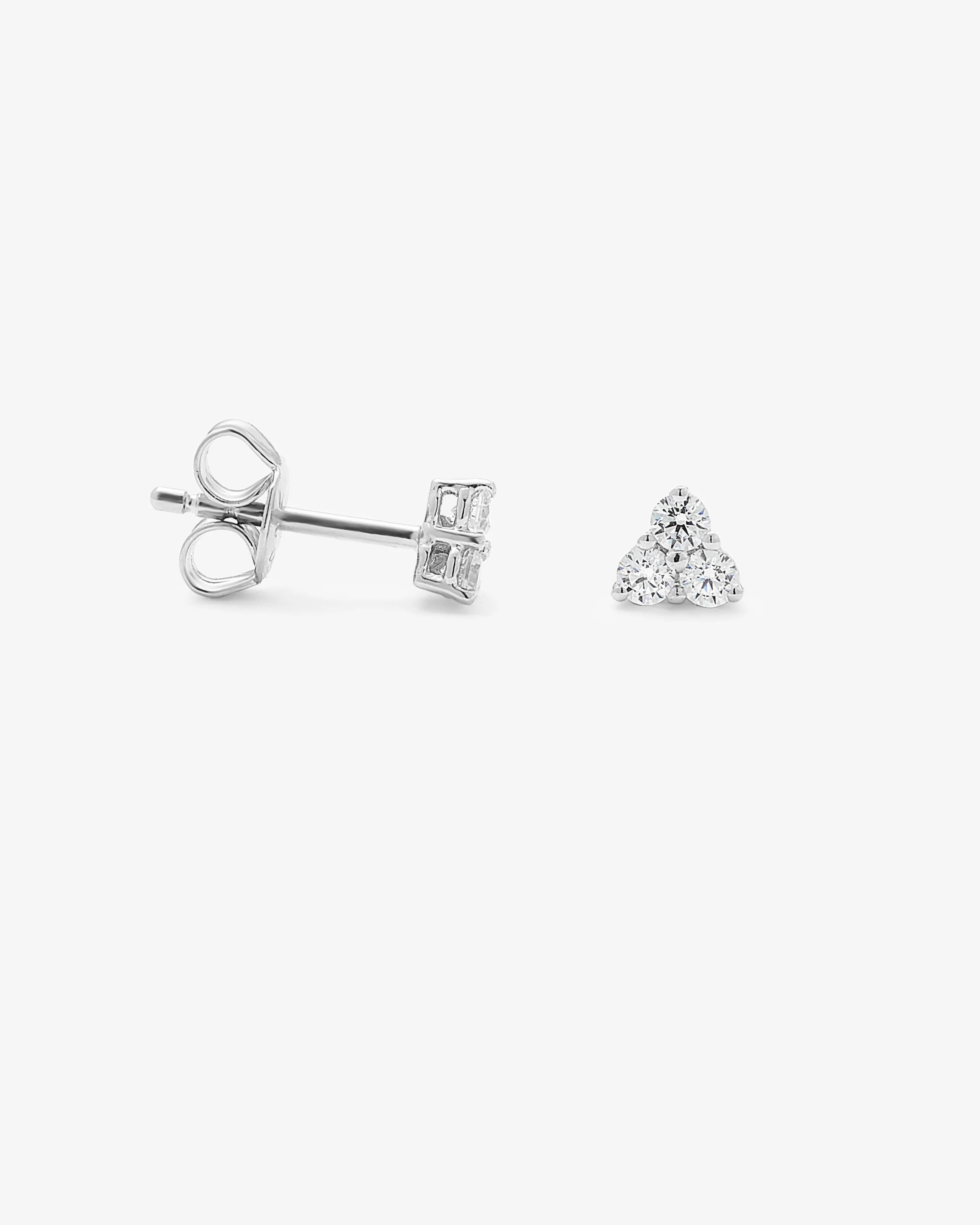 Sterling Silver Zirconia Triangle Stud Earrings 3x2.3mm - Image 3